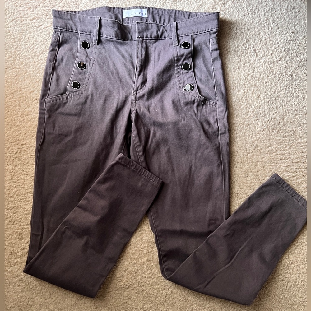 Make an offer! About to donate. Loft gray pants with button detail.